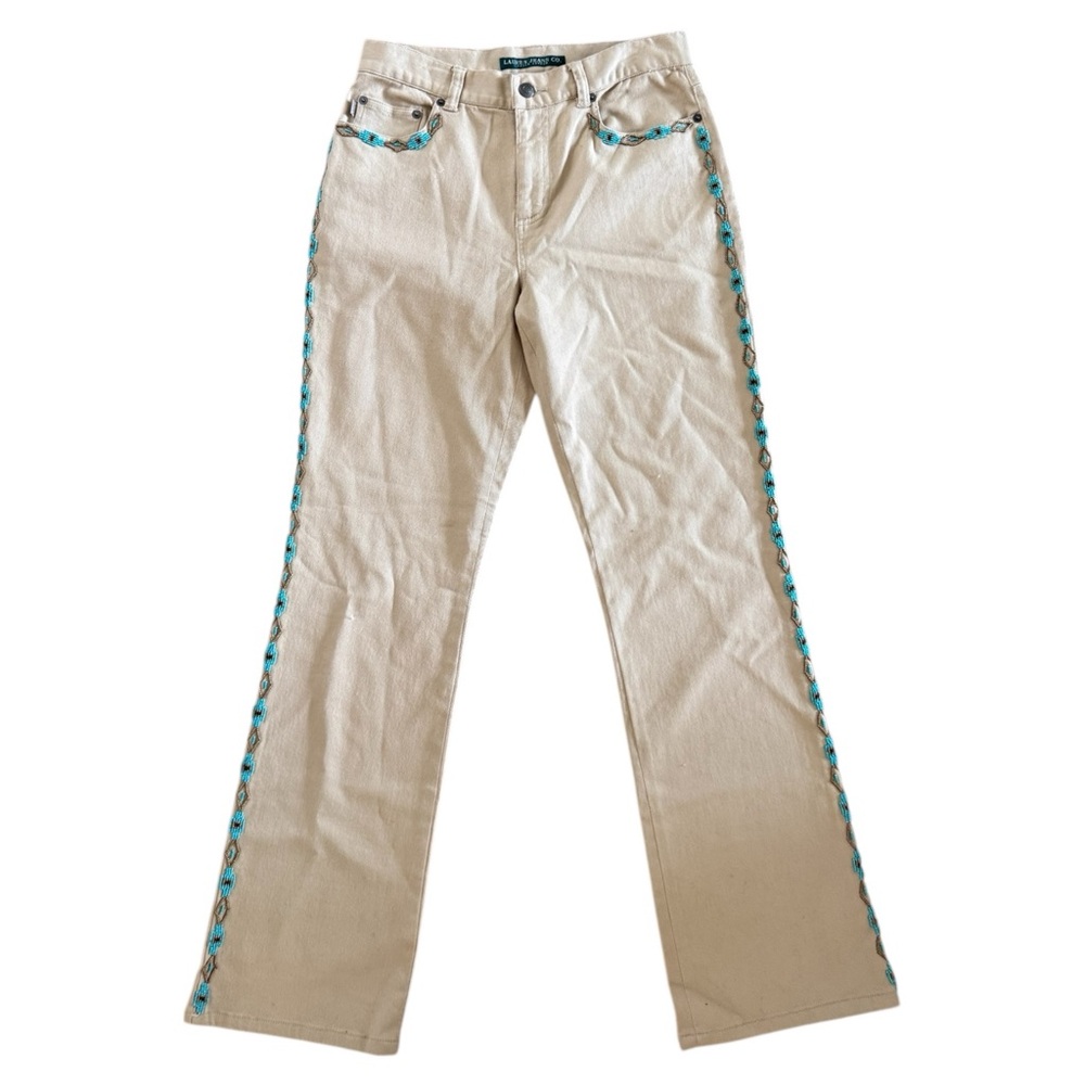 Ralph Lauren Beige Jeans with Turquoise Trim